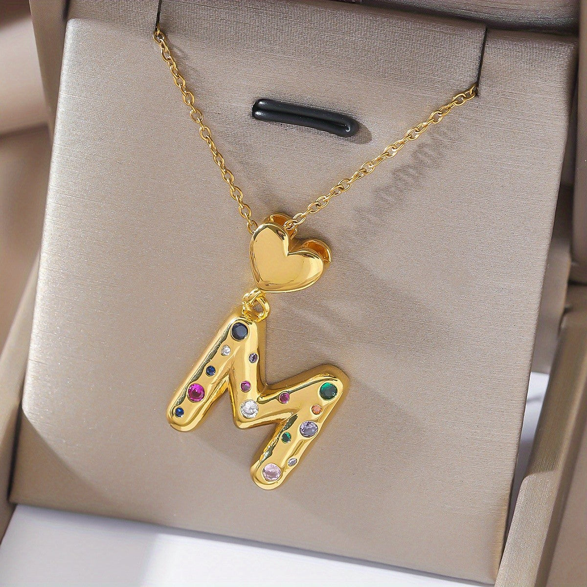 18k Dainty Heart Initial Necklace
