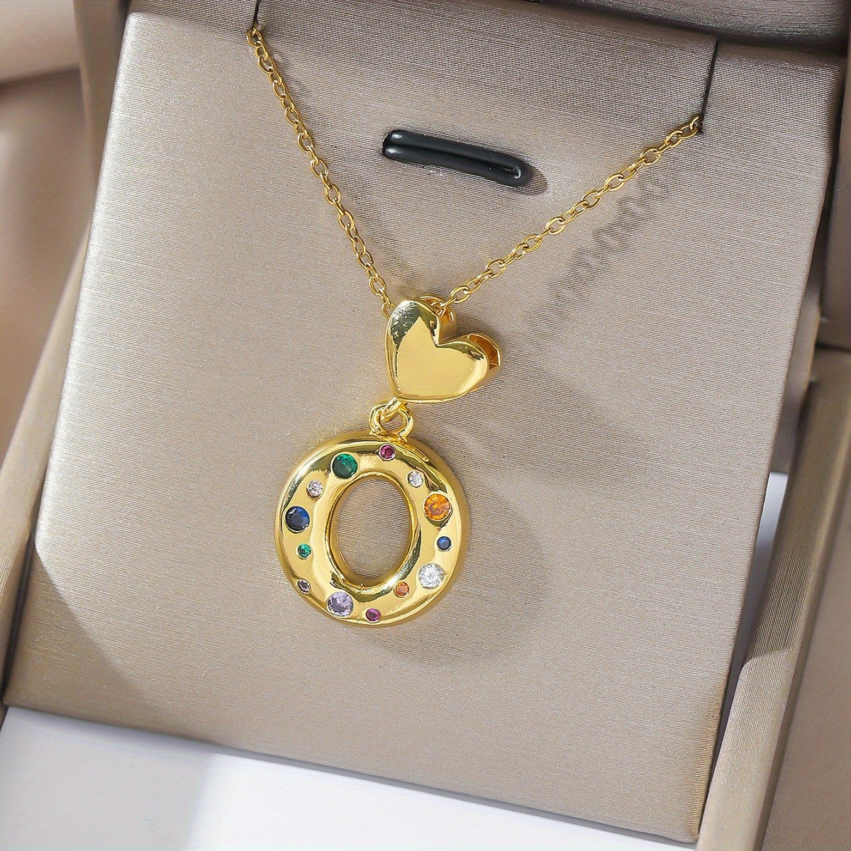 18k Dainty Heart Initial Necklace