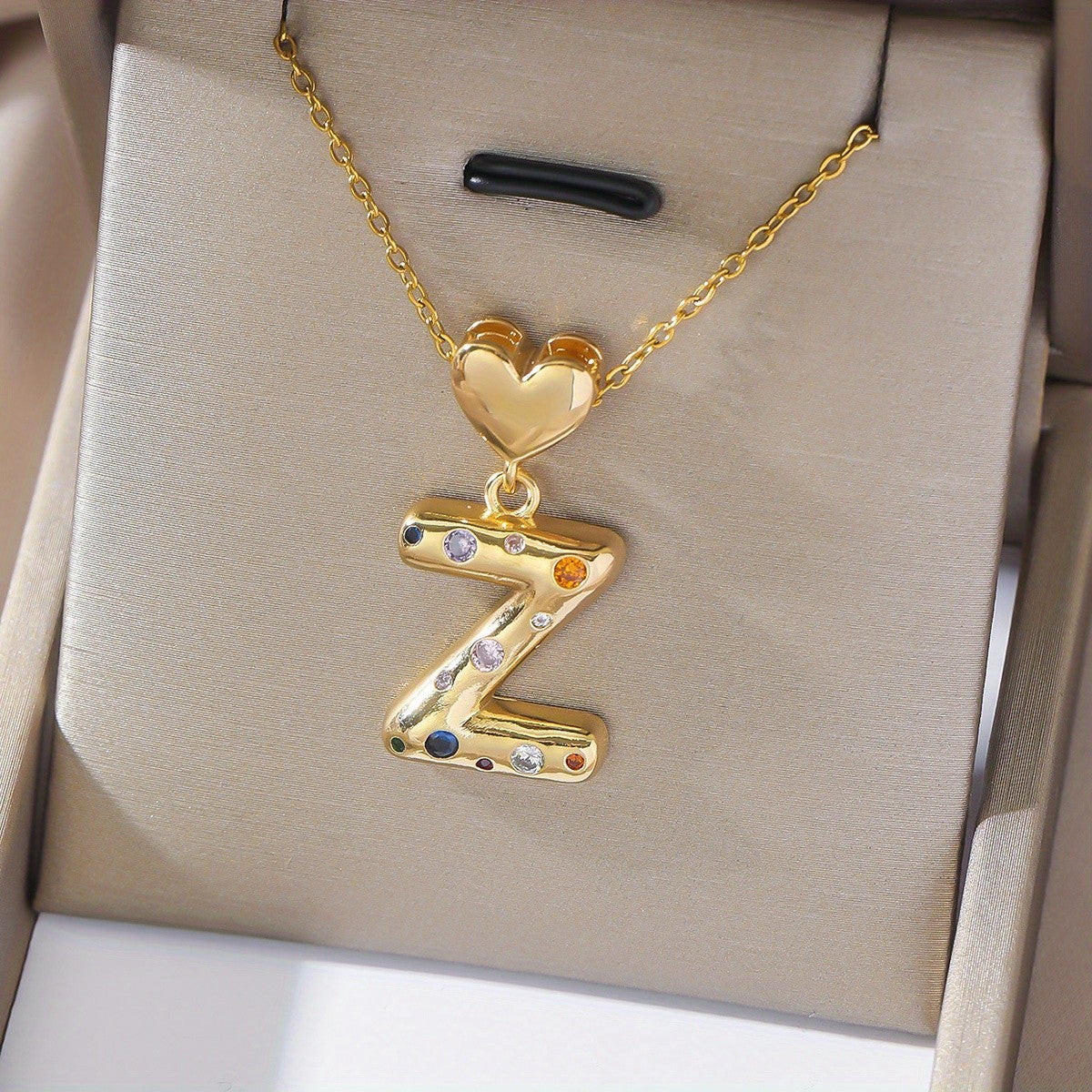 18k Dainty Heart Initial Necklace