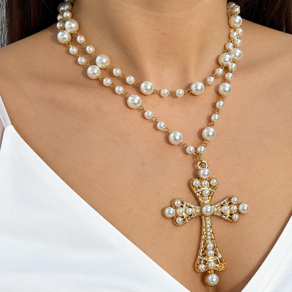 Classy Multi-Strand Beaded Faith Pendant