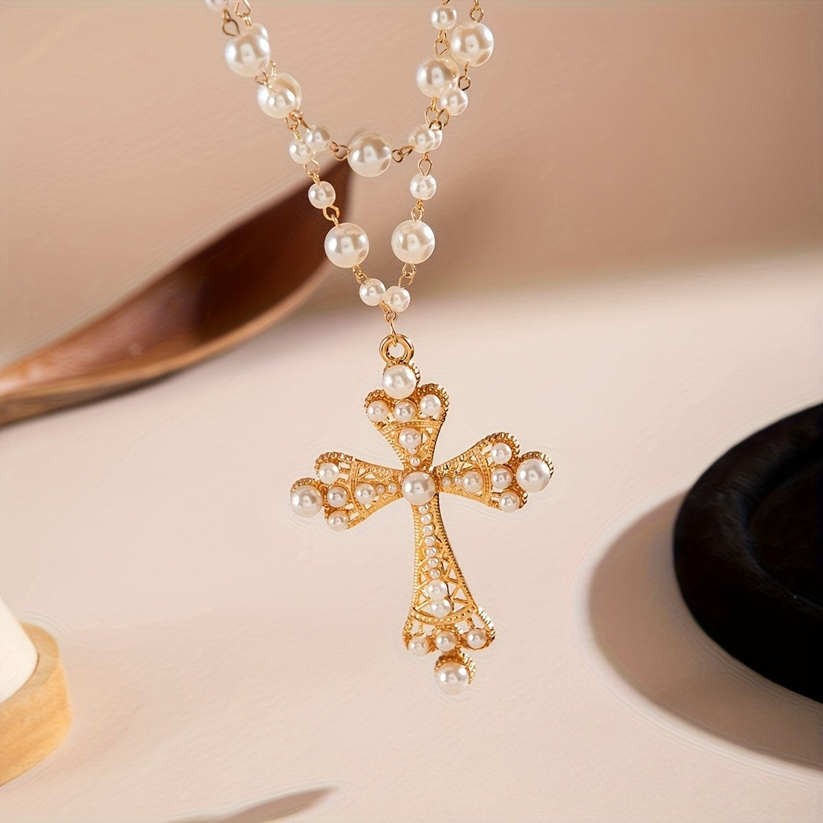 Classy Multi-Strand Beaded Faith Pendant