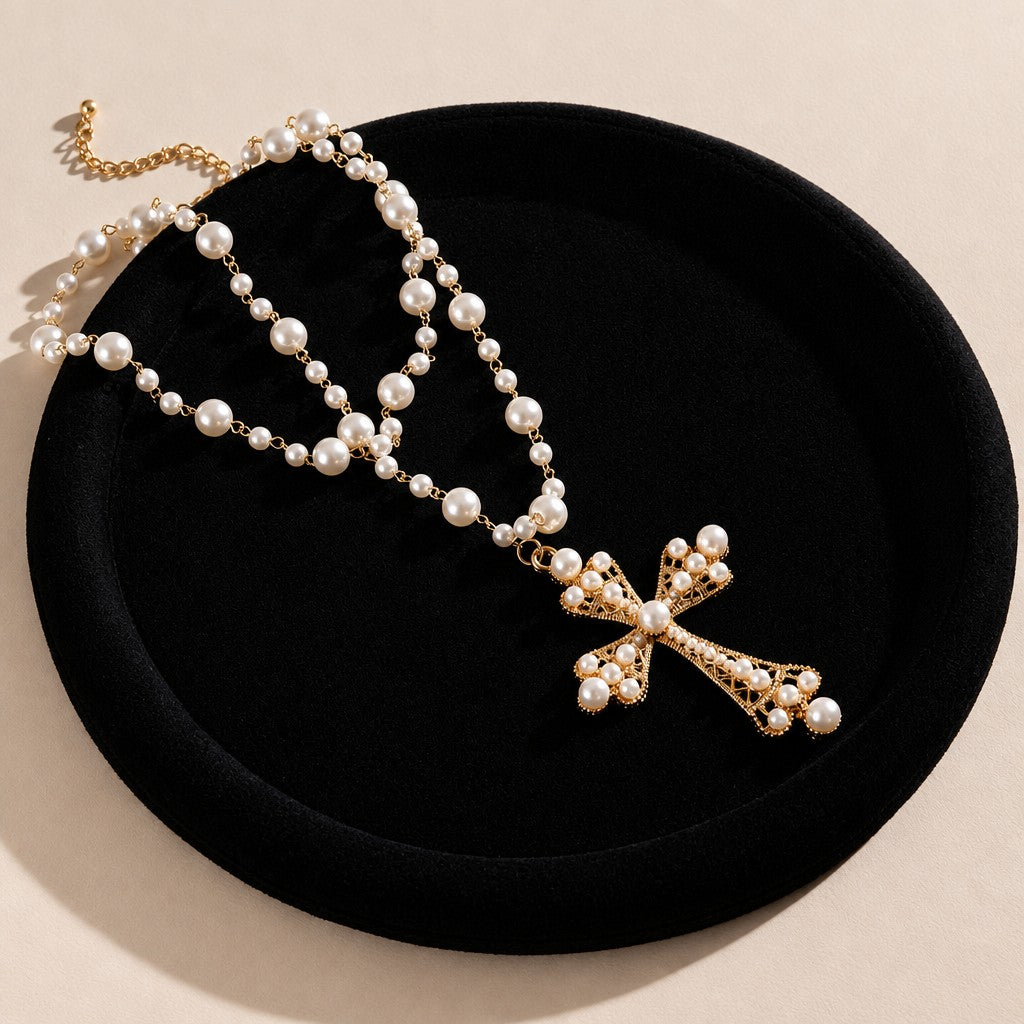 Classy Multi-Strand Beaded Faith Pendant