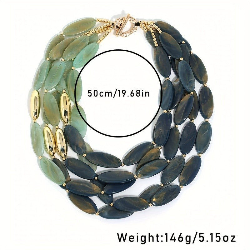 Elegant Multi-Layer Resin Oval Necklace