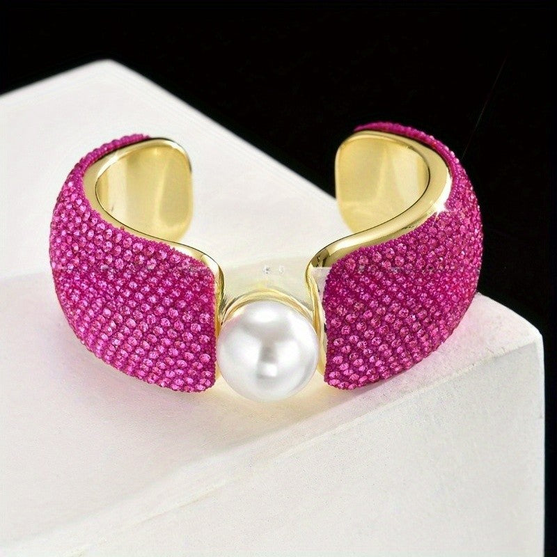 Classy Pink Pave Square Bracelet