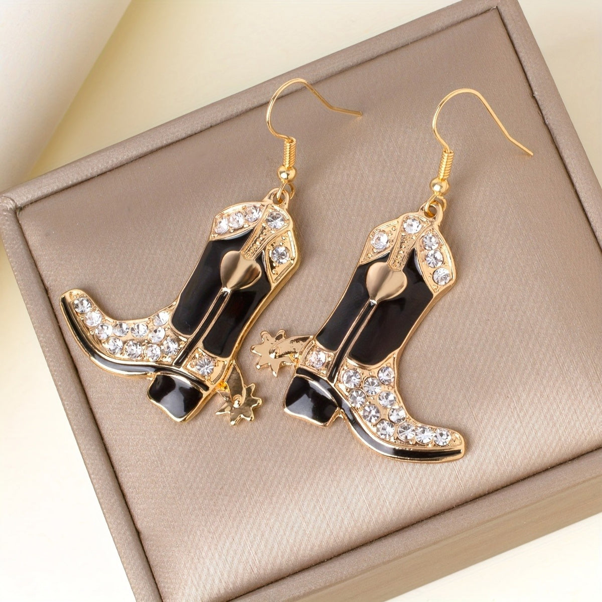 Classy Rhinestone Cowboy Boot Earrings