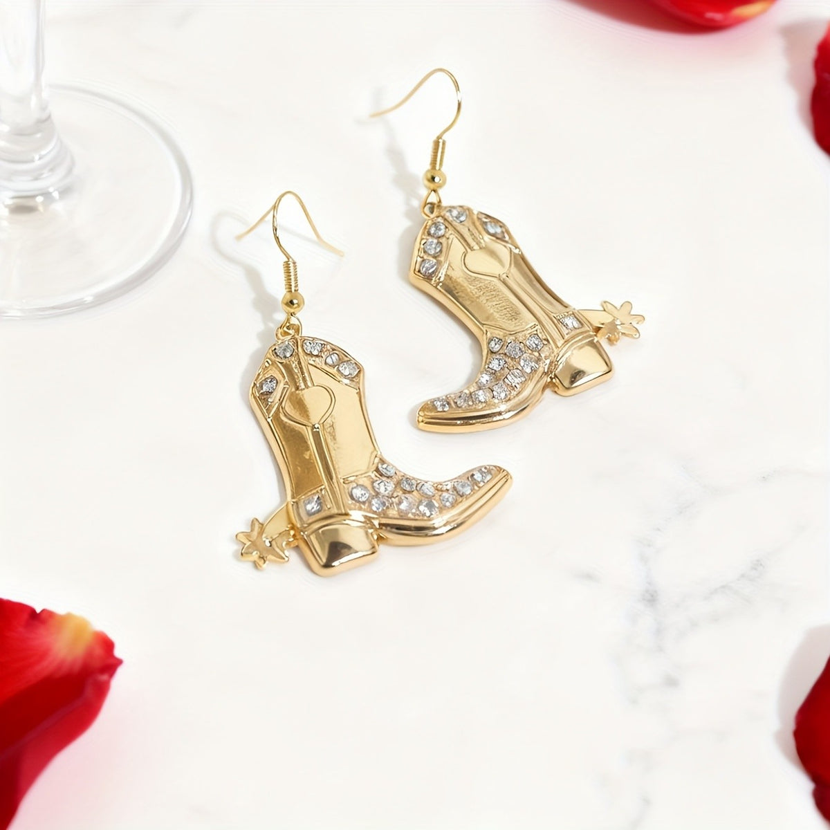 Classy Rhinestone Cowboy Boot Earrings