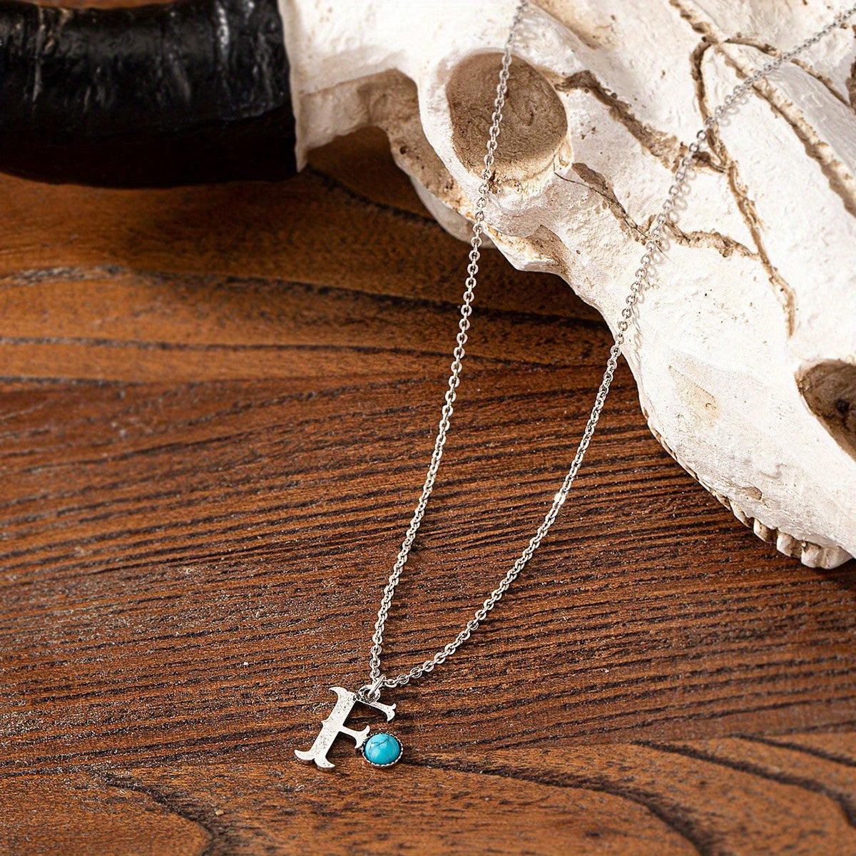 Boho Turquoise Initial Necklace