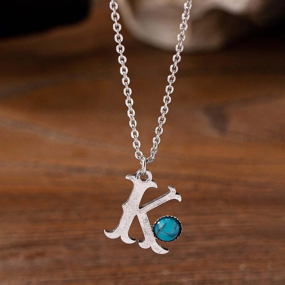 Boho Turquoise Initial Necklace