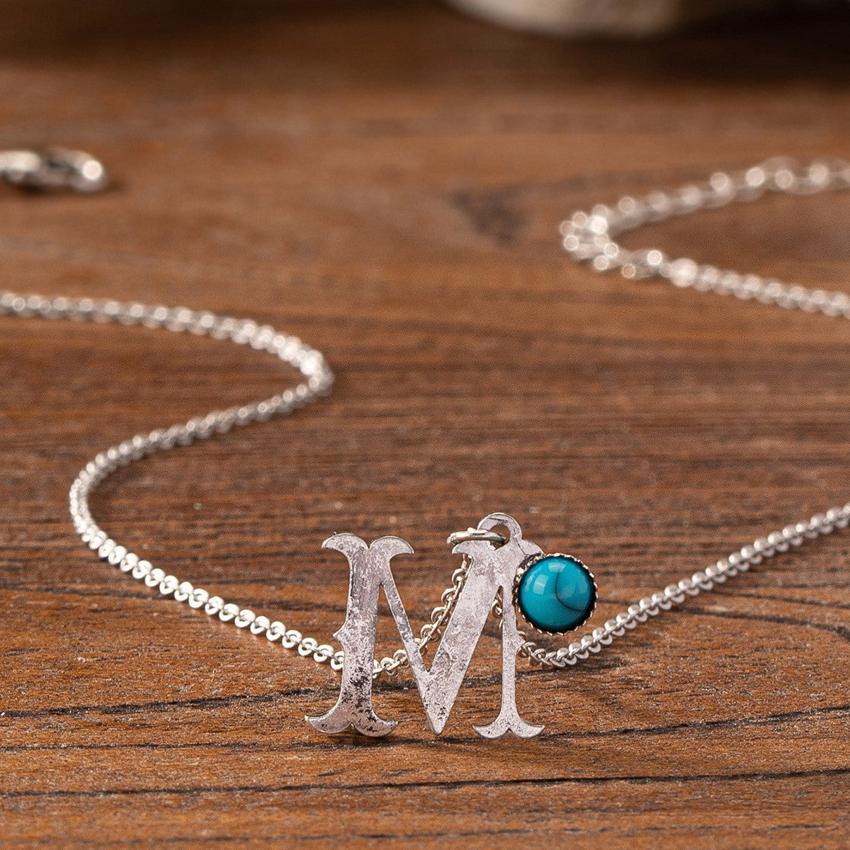 Boho Turquoise Initial Necklace