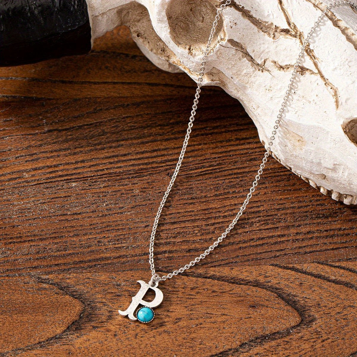 Boho Turquoise Initial Necklace