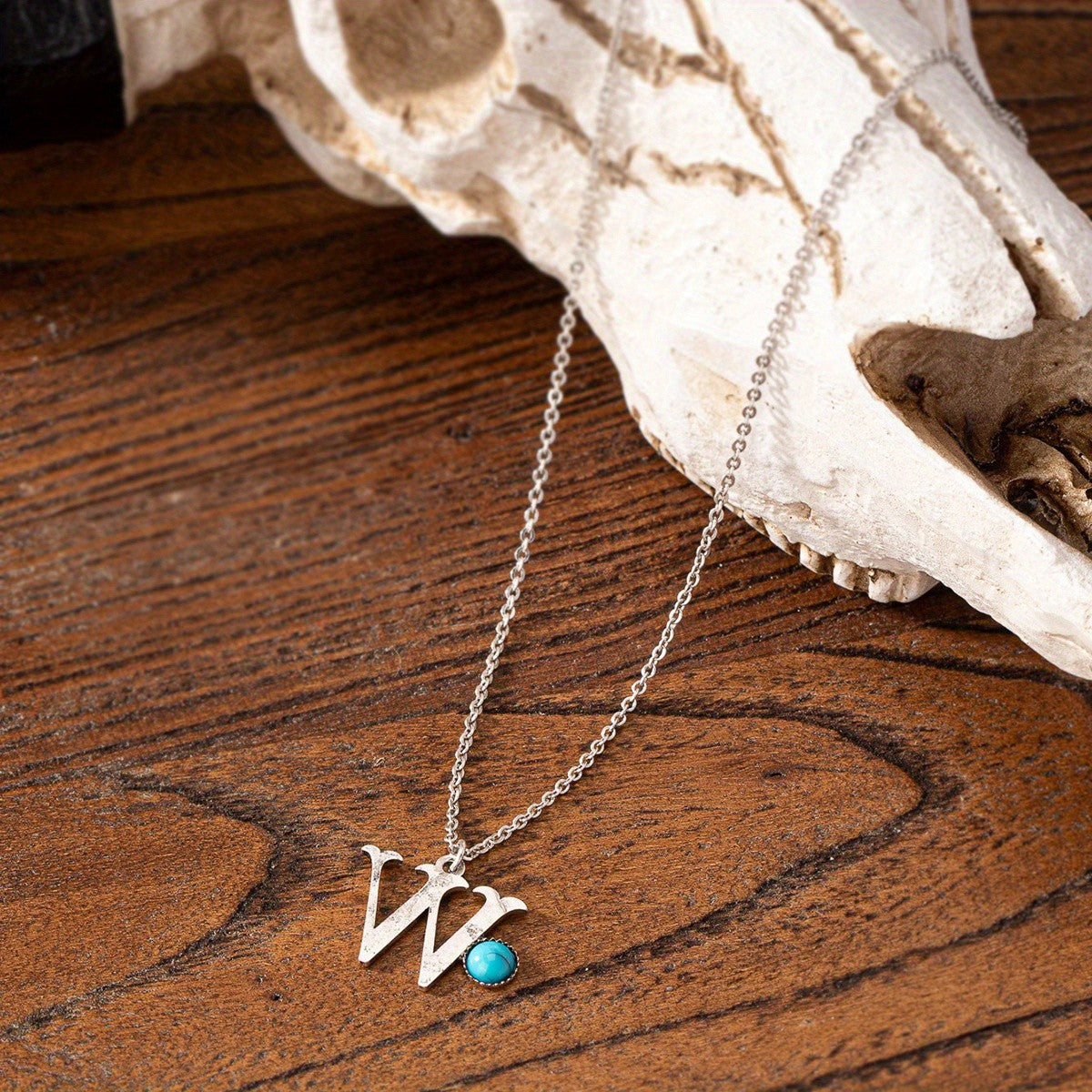 Boho Turquoise Initial Necklace