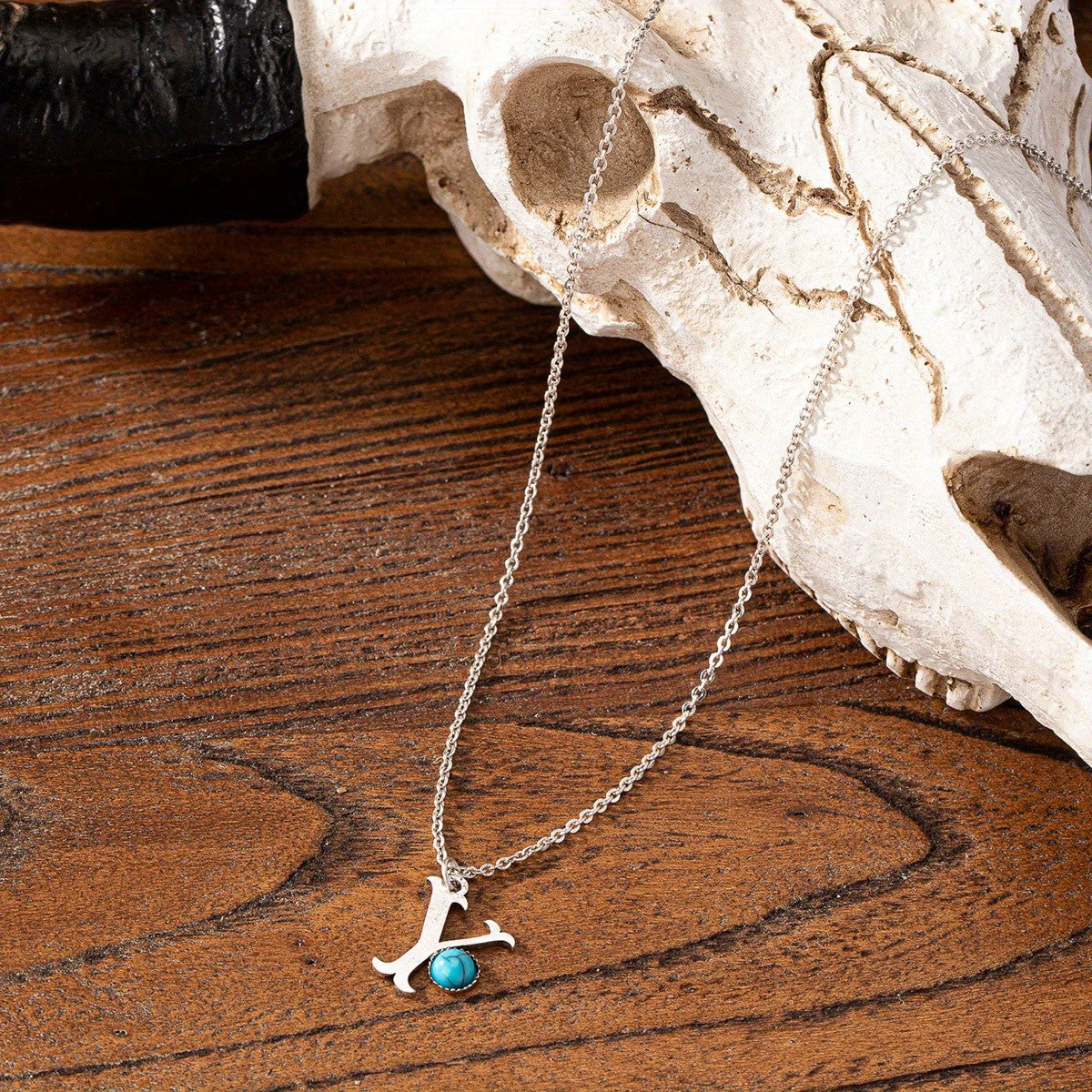 Boho Turquoise Initial Necklace