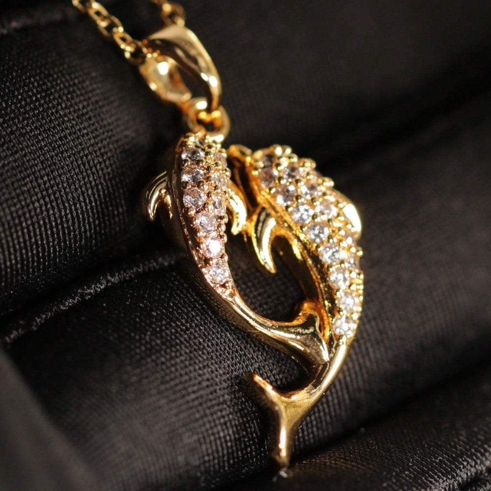 Romantic Zircon Dolphin Pendant Necklace