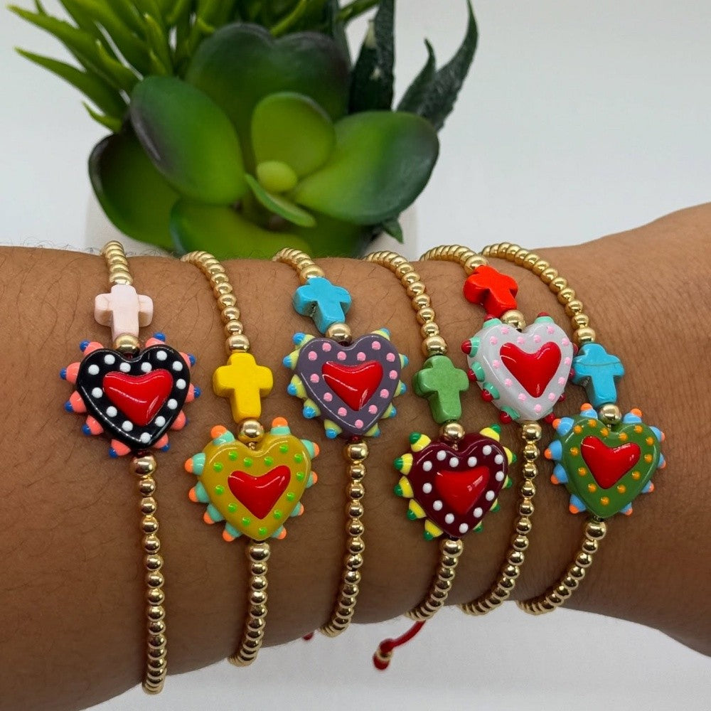 Colorful Polka Dot Heart Bracelet