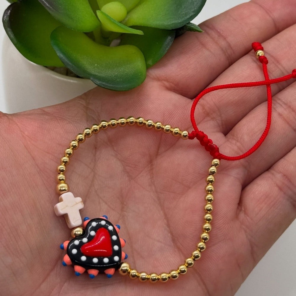 Colorful Polka Dot Heart Bracelet