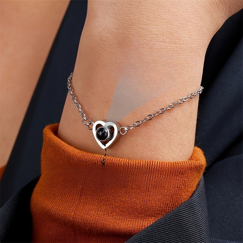 18k Romantic Projection Photo Heart Bracelet