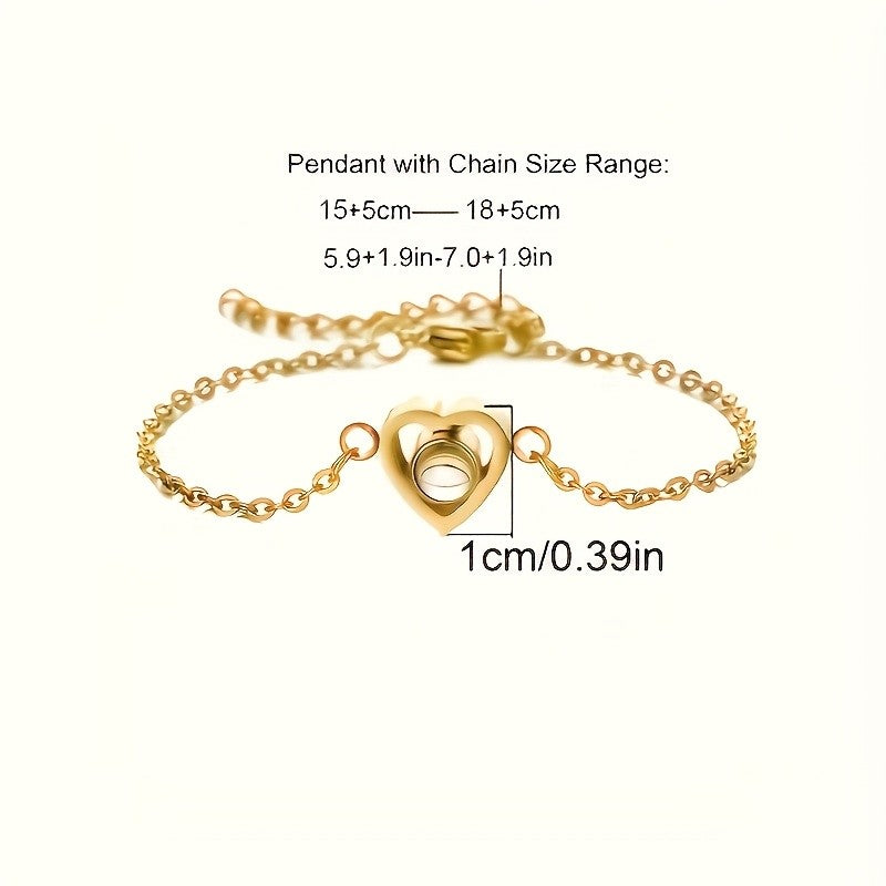18k Romantic Projection Photo Heart Bracelet