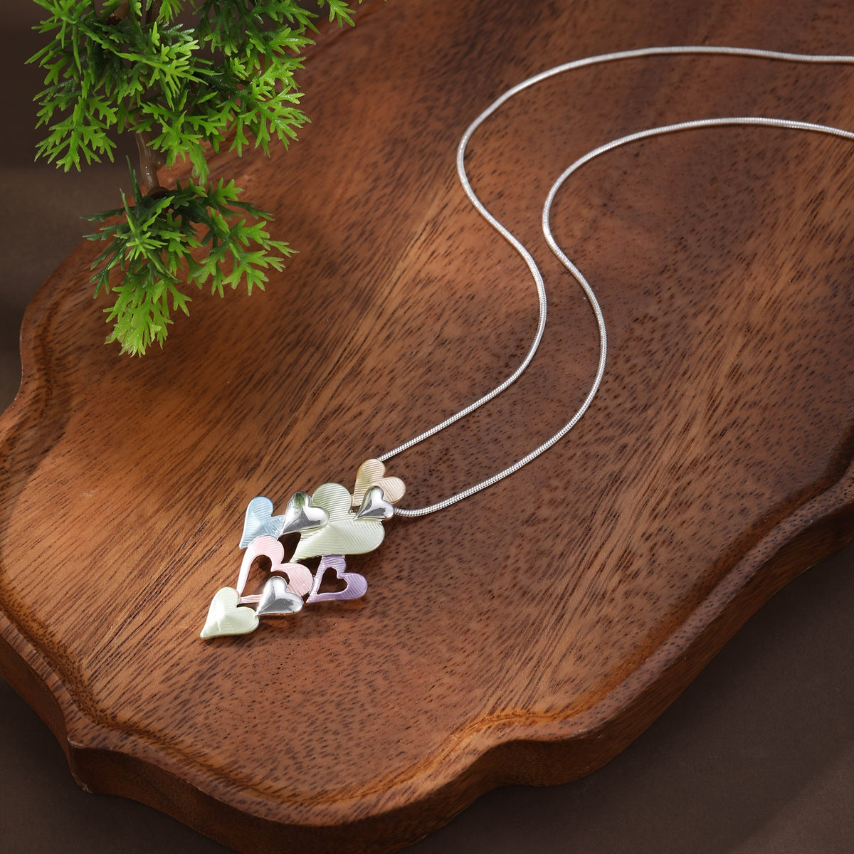 Boho Multicolor Heart Cluster Necklace