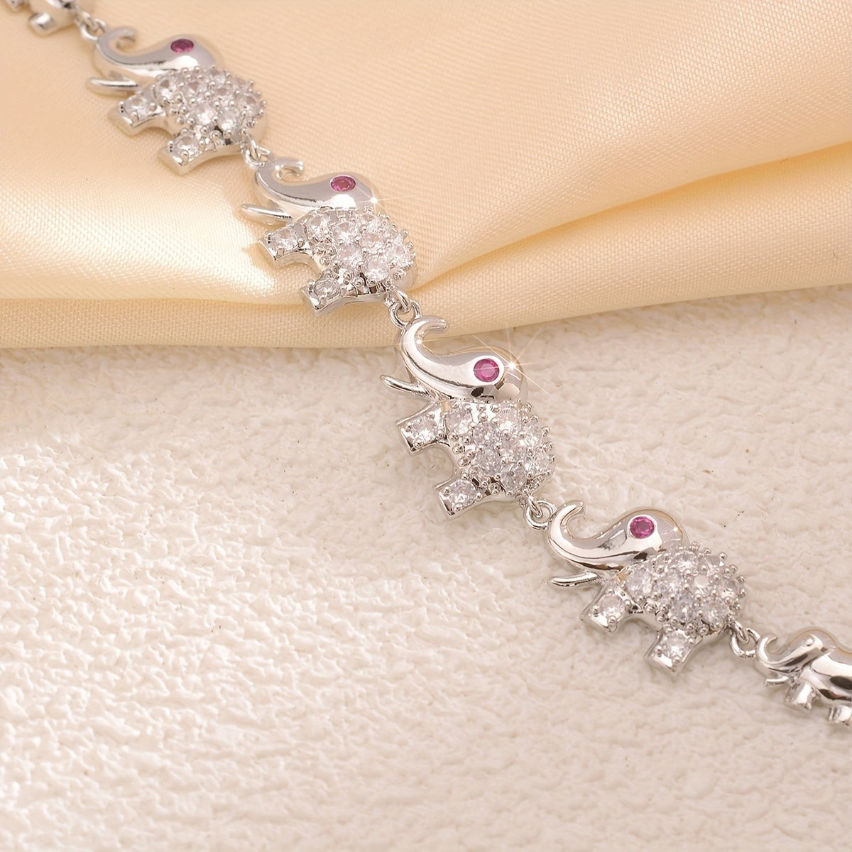 Dainty Zircon Elephant Bracelet