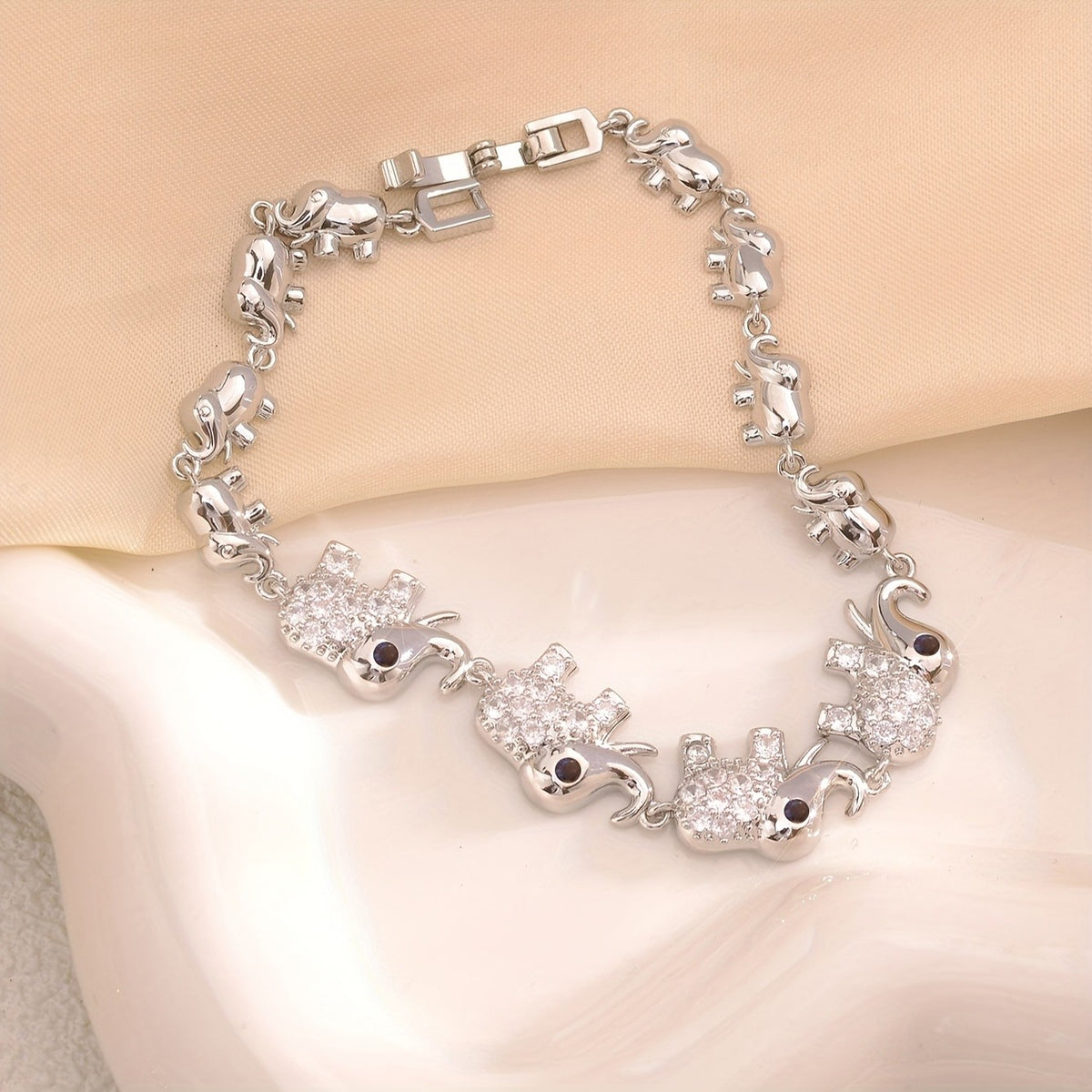 Dainty Zircon Elephant Bracelet