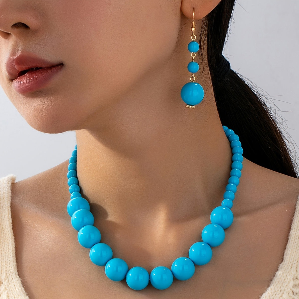Boho Lavender Bead Necklace & Earring Set