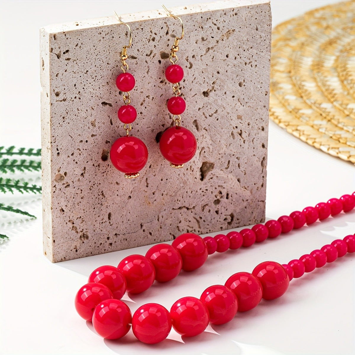 Boho Lavender Bead Necklace & Earring Set