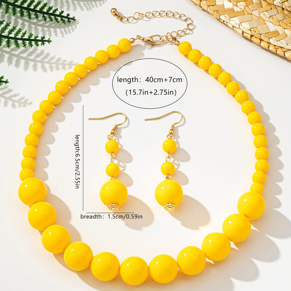 Boho Lavender Bead Necklace & Earring Set