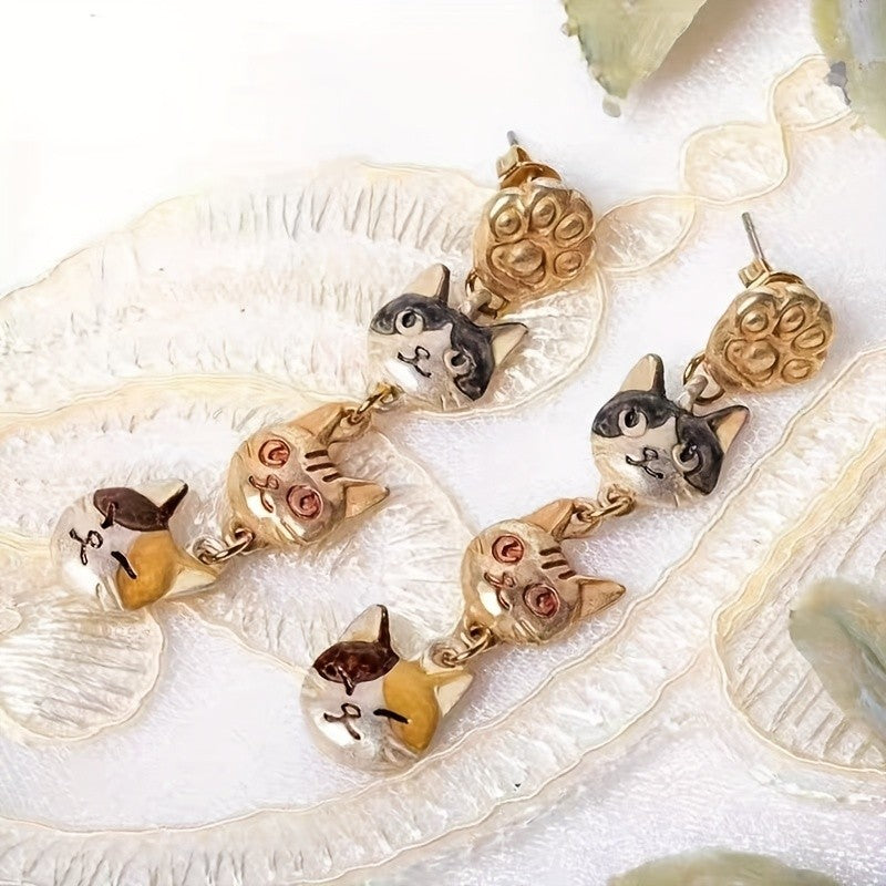 Cute Cat Face Dangle Earrings