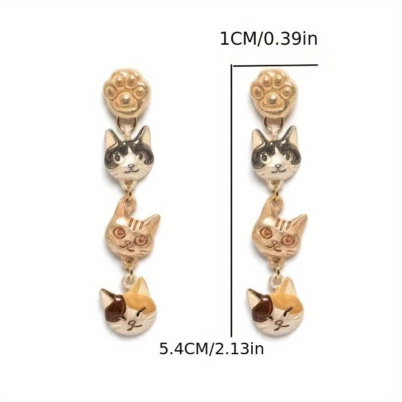Cute Cat Face Dangle Earrings