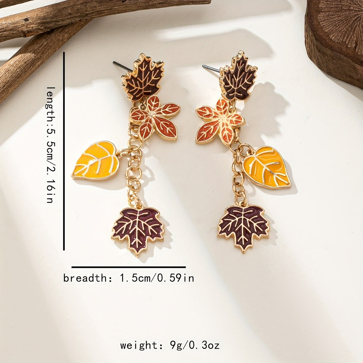 Vintage Autumn Maple Leaf Drop Earrings