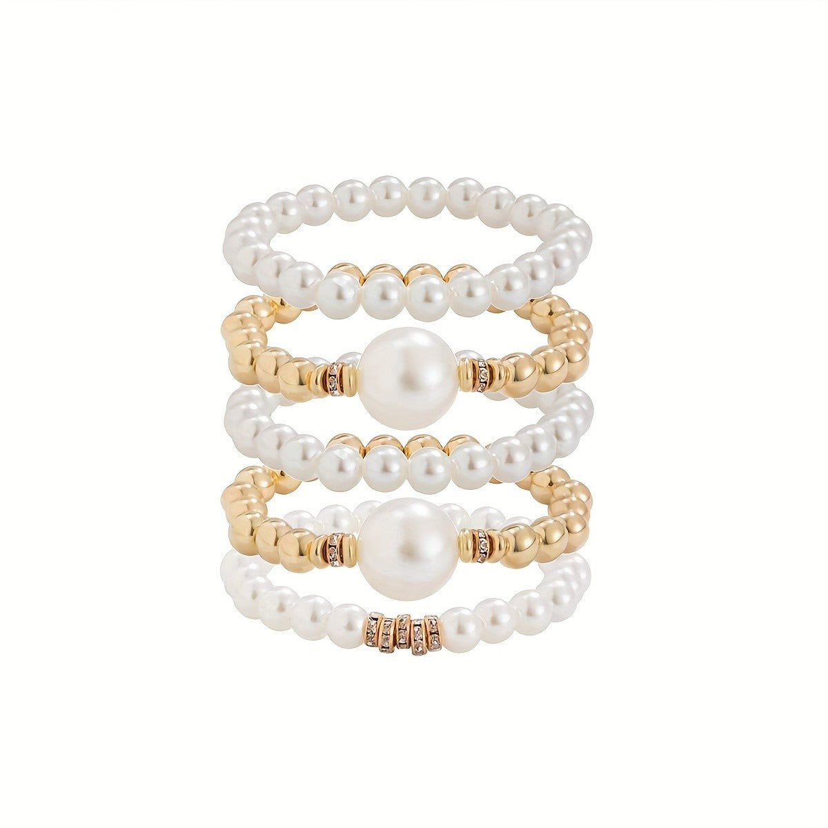 5pc Elegant Layered Pearl Bracelet Set