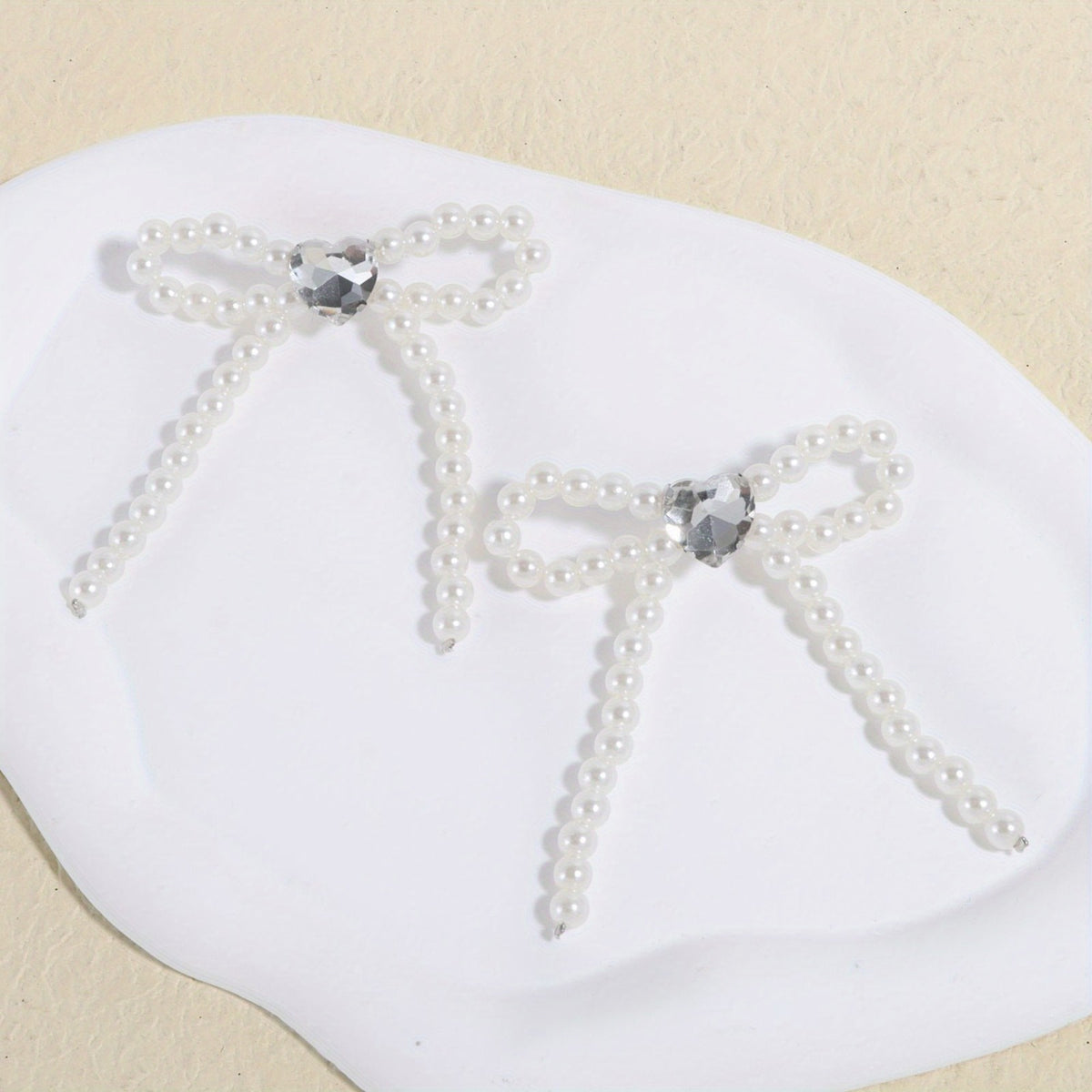 Romantic Pink Pearl Bow Earrings