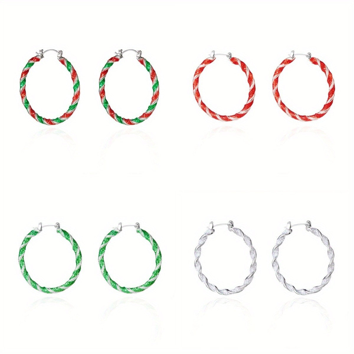4pc Festive Twisted Hoop Earring Set