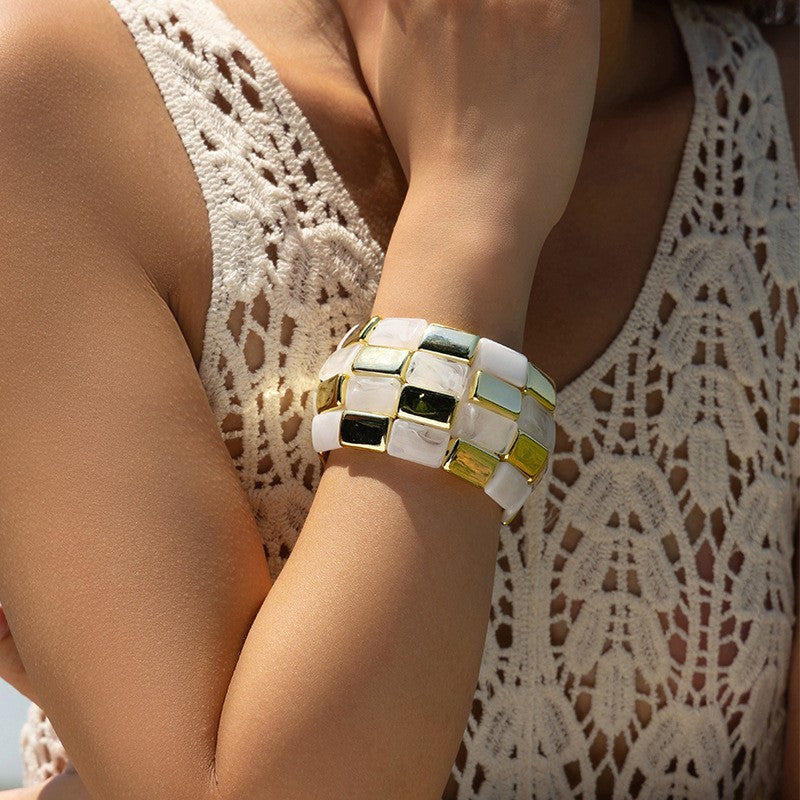 Vintage Chunky Mosaic Acrylic Bracelet