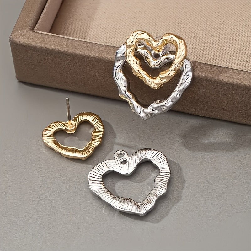 14k Elegant Two-Tone Heart Earrings