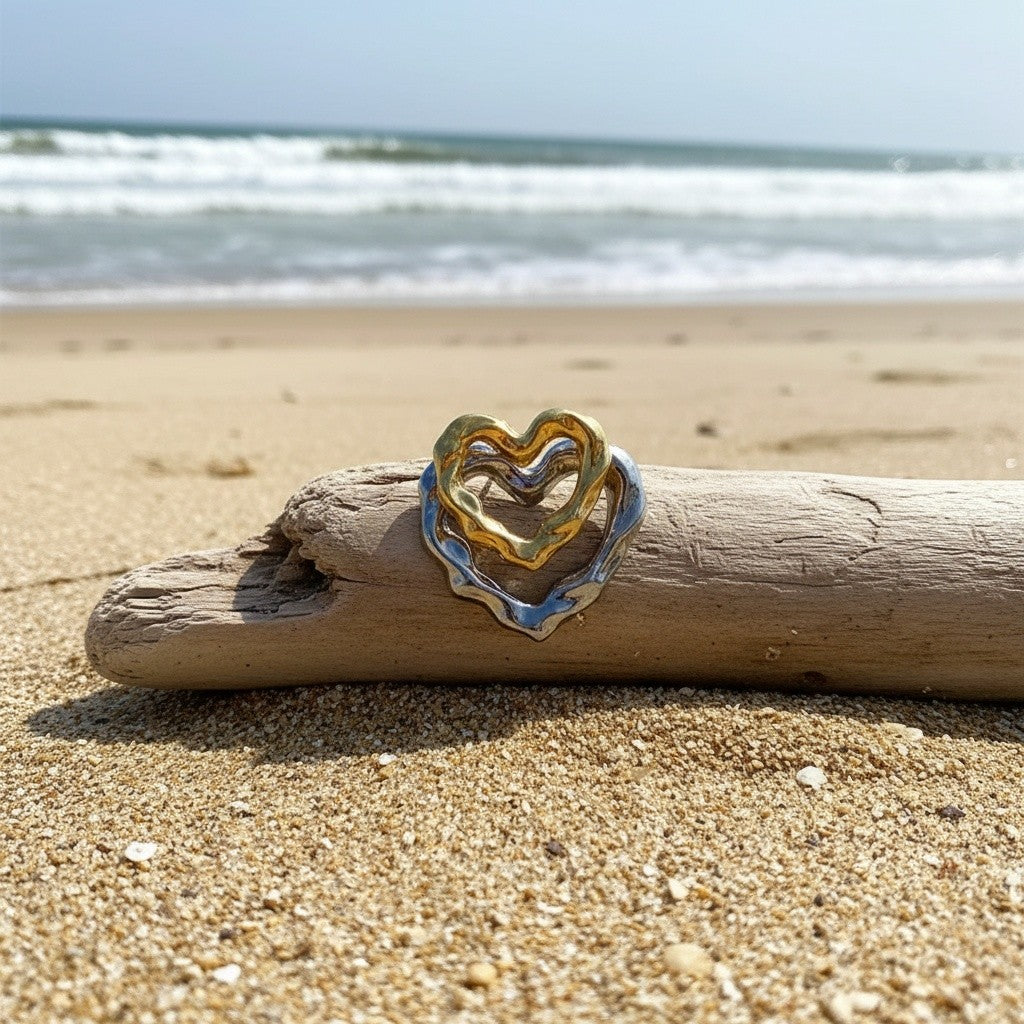 14k Elegant Two-Tone Heart Earrings