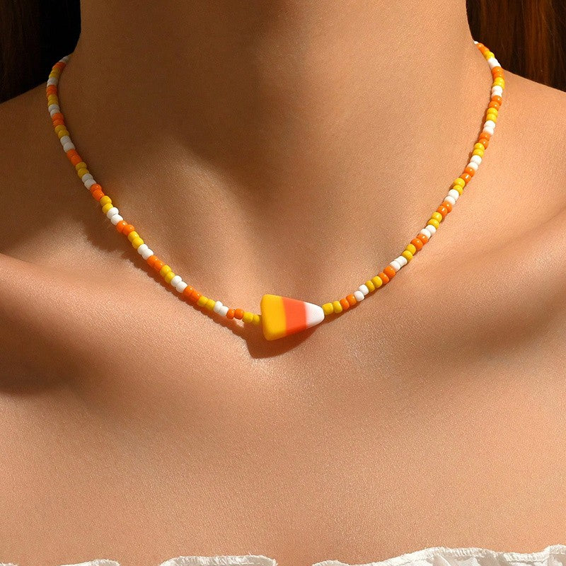 Playful Candy Corn Beaded Necklace