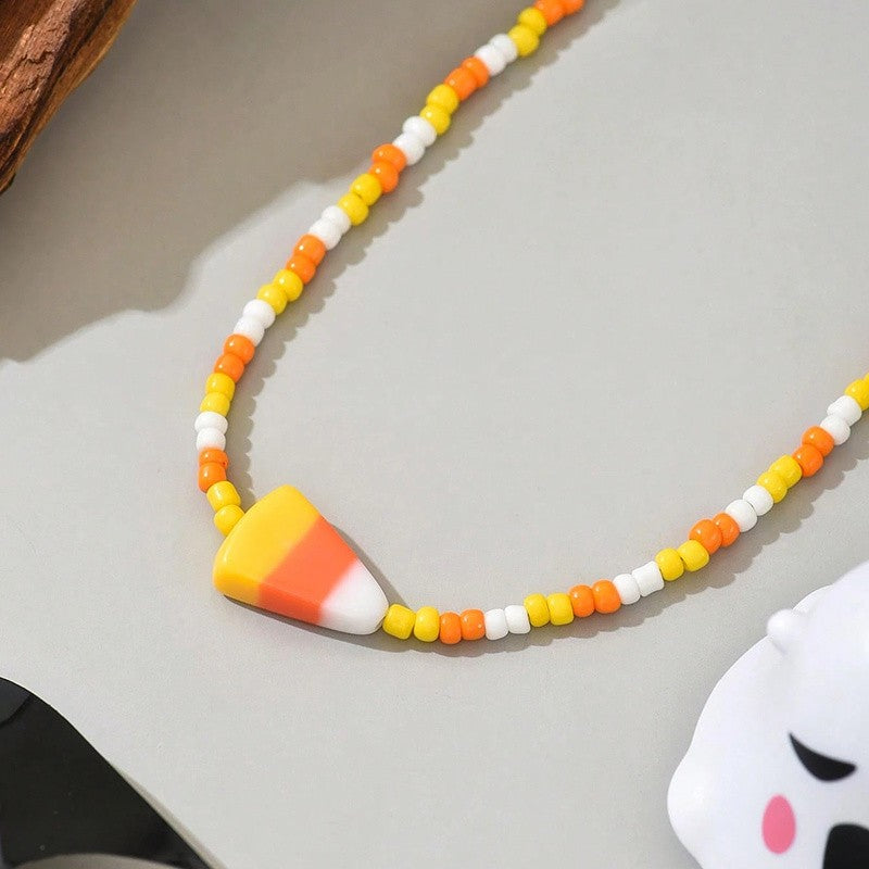 Playful Candy Corn Beaded Necklace
