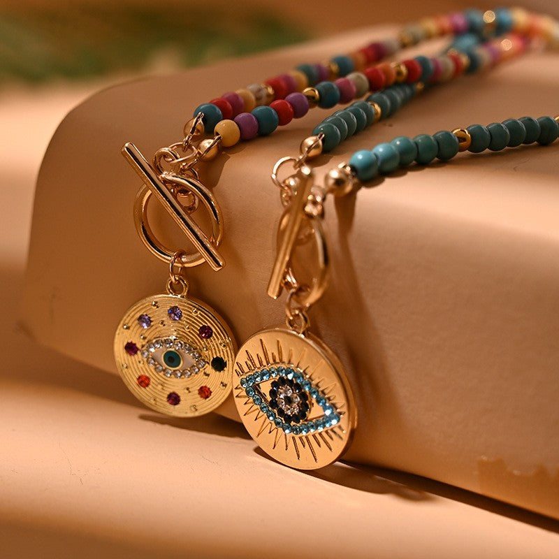 Boho Beaded Evil Eye Necklace