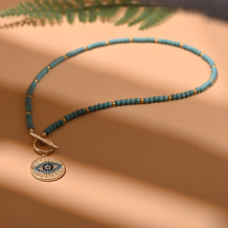 Boho Beaded Evil Eye Necklace