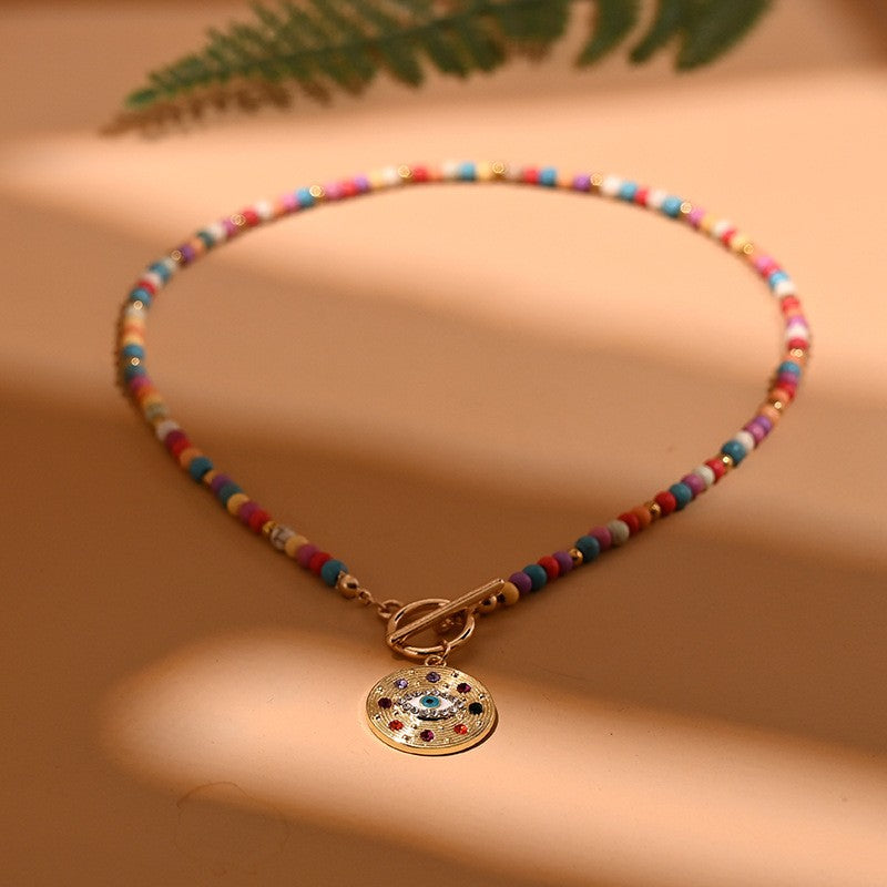 Boho Beaded Evil Eye Necklace
