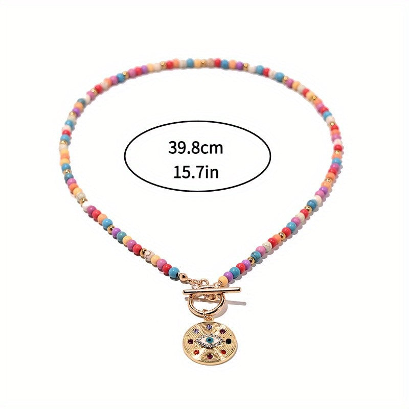 Boho Beaded Evil Eye Necklace