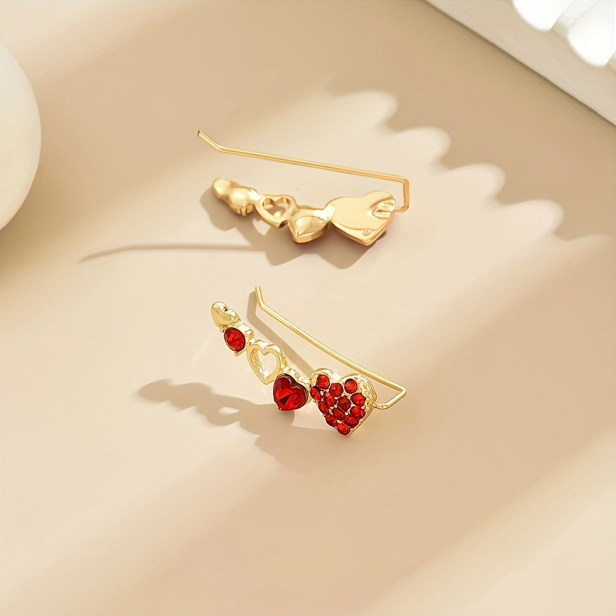 Elegant Red Heart Ear Cuff