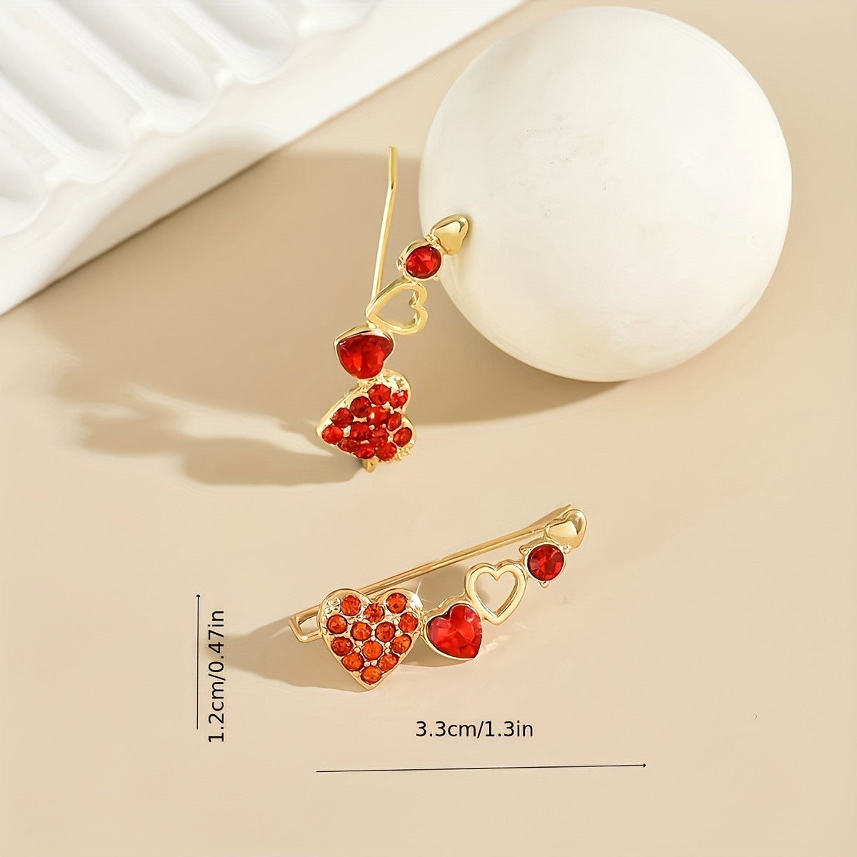 Elegant Red Heart Ear Cuff