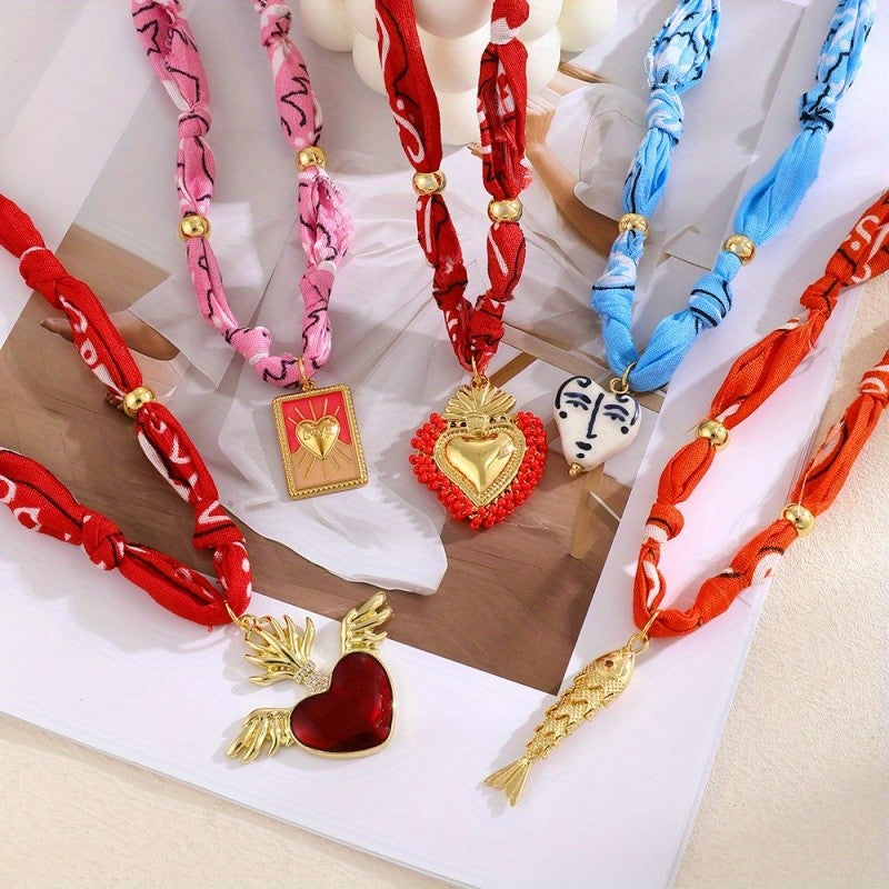 18k Boho Woven Heart Pendant Necklace