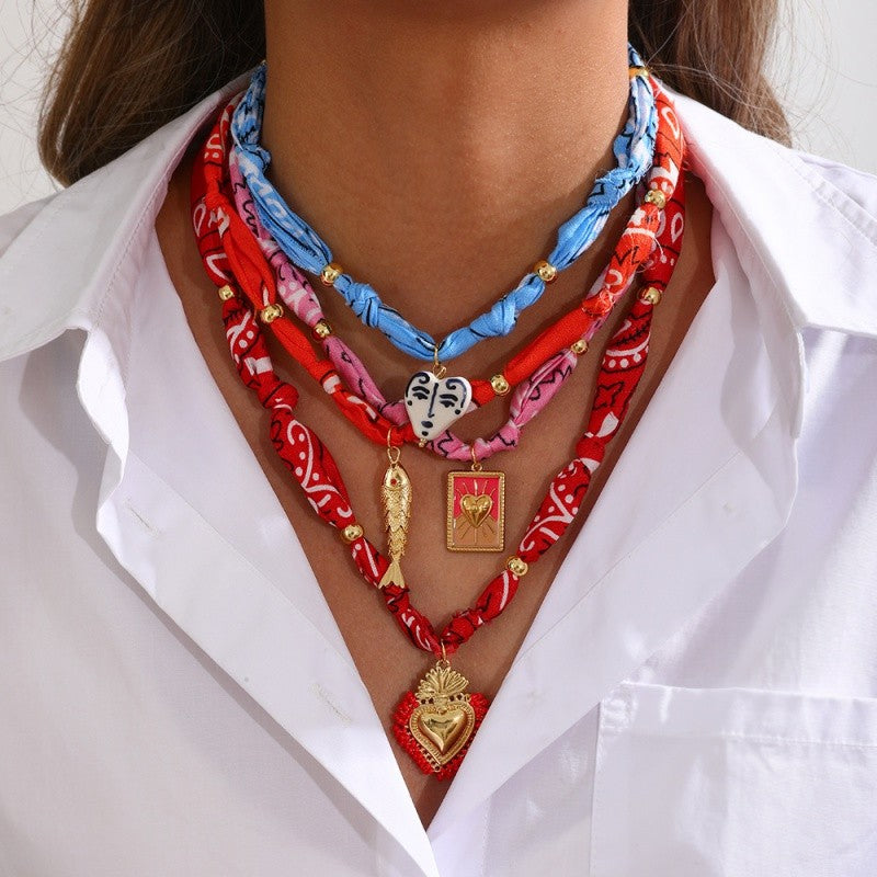 18k Boho Woven Heart Pendant Necklace