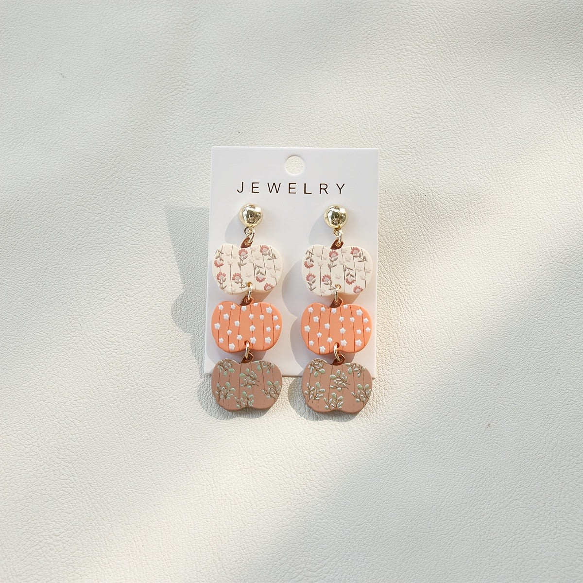 Romantic Floral Pumpkin Acrylic Drop Earrings