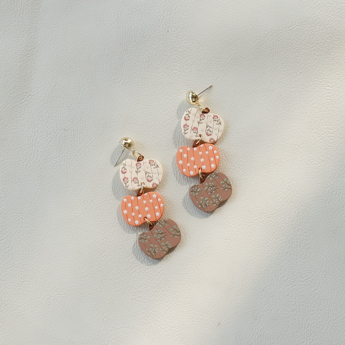 Romantic Floral Pumpkin Acrylic Drop Earrings