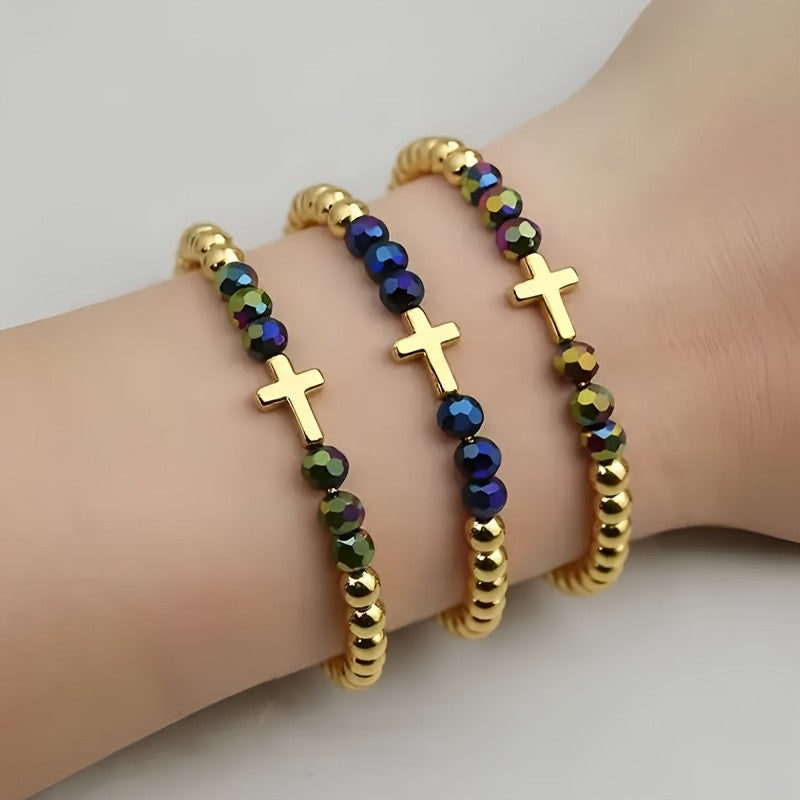6pc Boho Cross Bead Bracelet Set