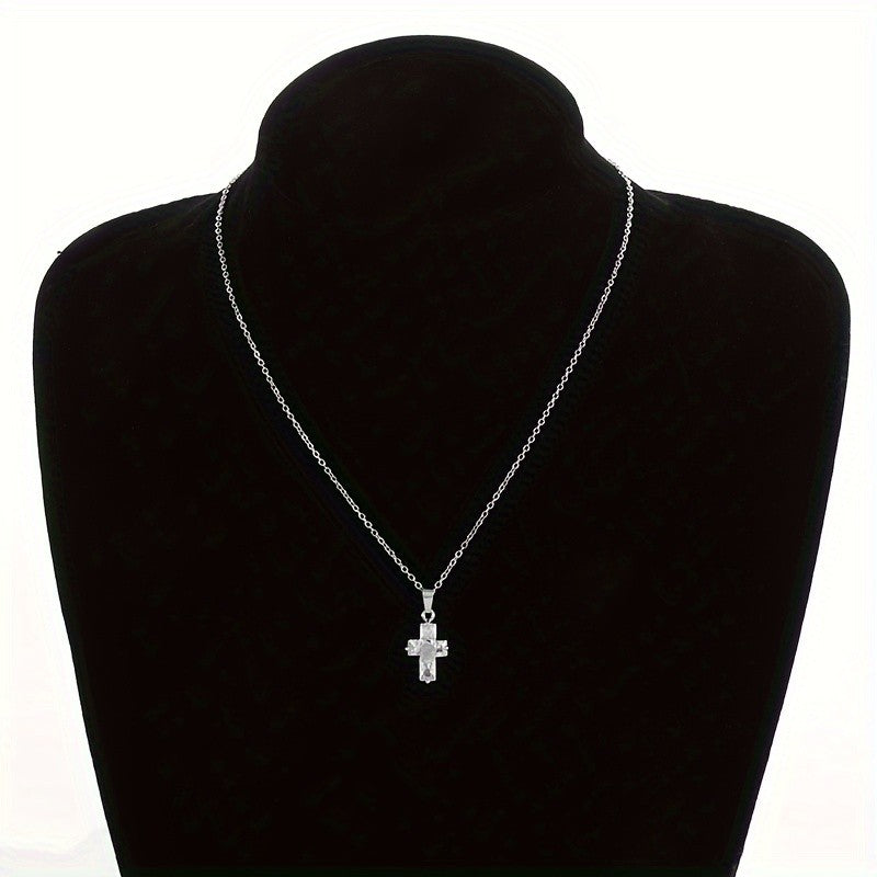 Elegant Zircon Cross Necklace